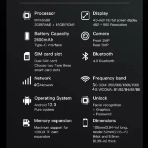 FX16 Pro Mini 4G Dual Sim Android Smartphone 2GB/16GB