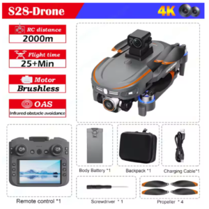 S28 GPS 4K Brushless Gimbal Camera Drone- Big Display Remote
