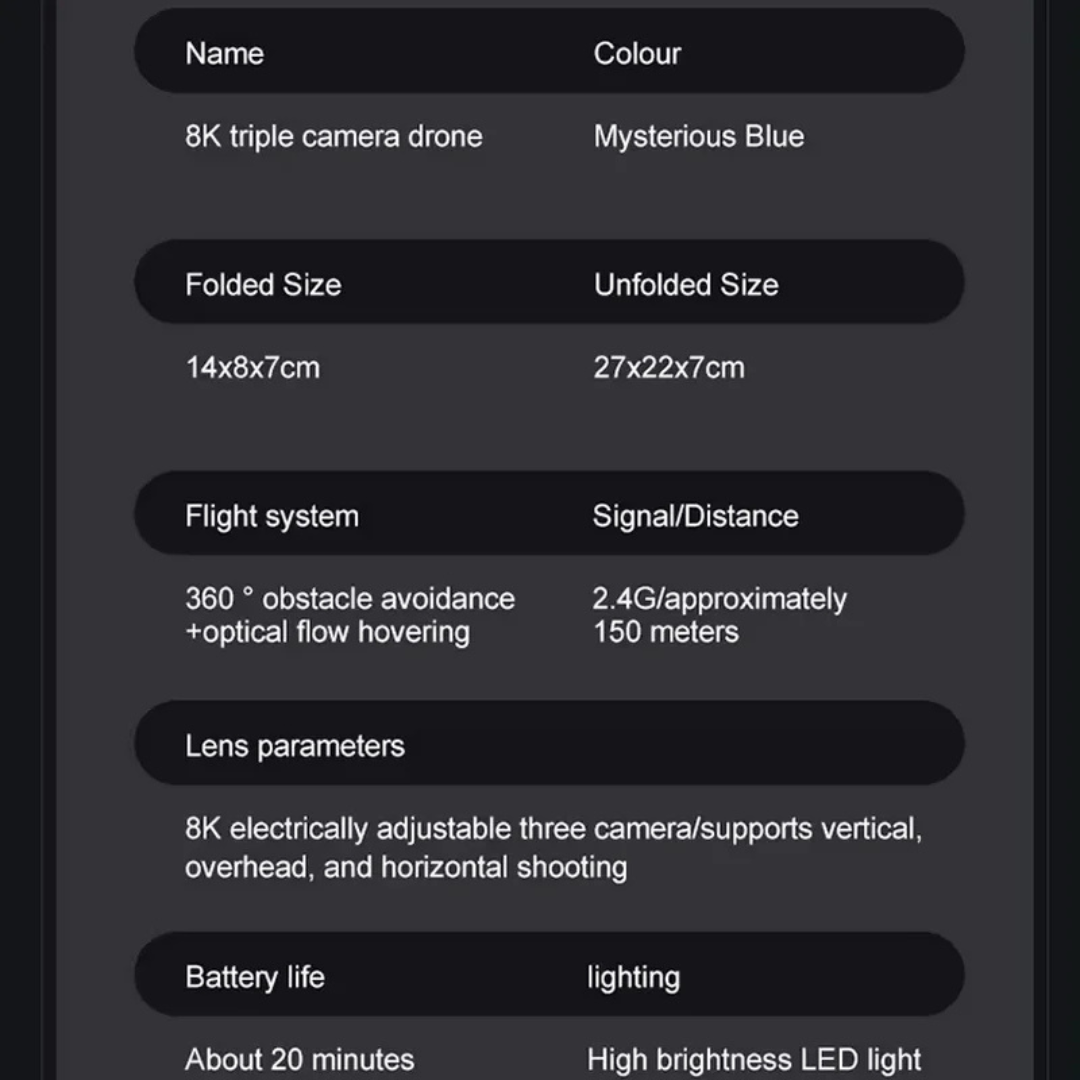 Y3 MAX Brushless Triple 4K Gimbal Foldable OAS Drone Y3 MAX Brushless Triple 4K Gimbal Foldable OAS Drone