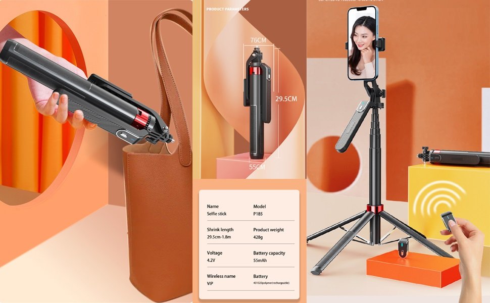 C17 Auto Face Tracking AI Gimbal Selfie Stick Tripod