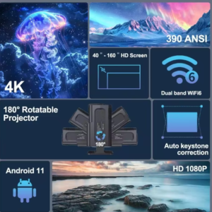 HY320 Portable Smart Projector with Android 11 & WiFi 6