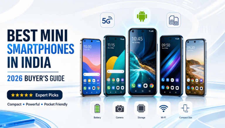 Best Mini Smartphones in India 2026 featuring the Best Compact Android Phones, Small Smartphones in India, and Pocket-Friendly Smartphones comparison guide