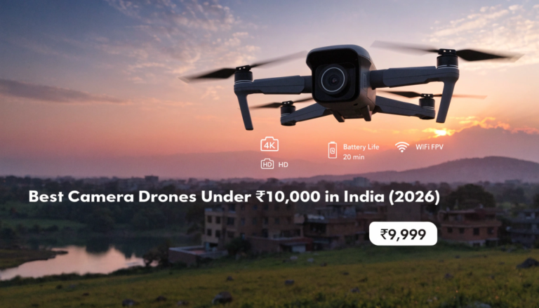 Best budget camera drone under ₹10,000 flying outdoors in India capturing aerial view