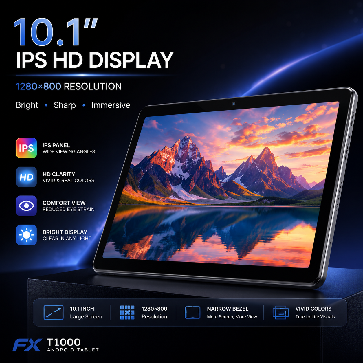 FX T1000 Android Tablet 10.1 Inch 4GB RAM 64GB with Keyboard