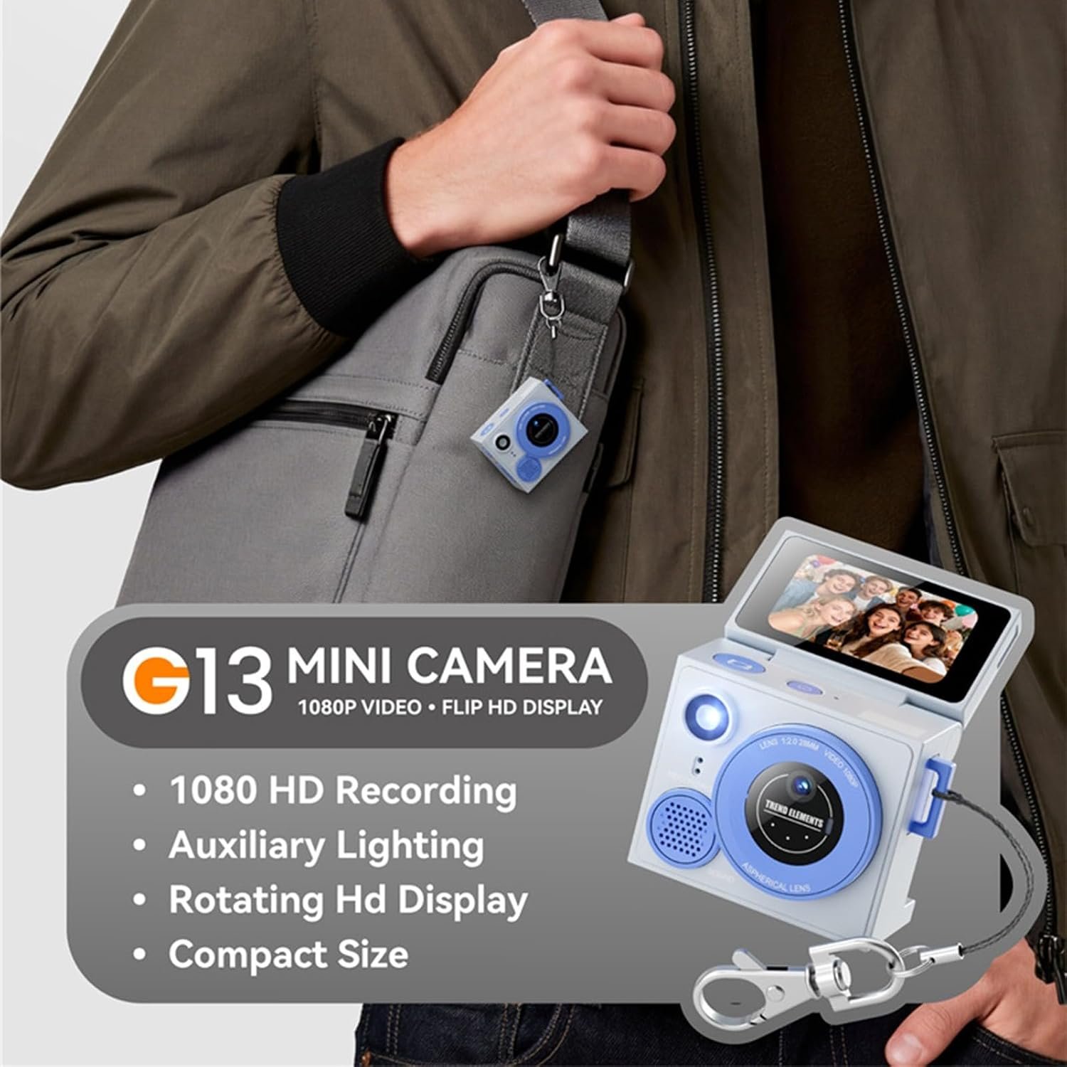 G13 Pro Mini Thumb Camera 1080P HD Dual Lens & Flip Screen (1) G13 Pro Mini Thumb Camera 1080P HD Dual Lens & Flip Screen