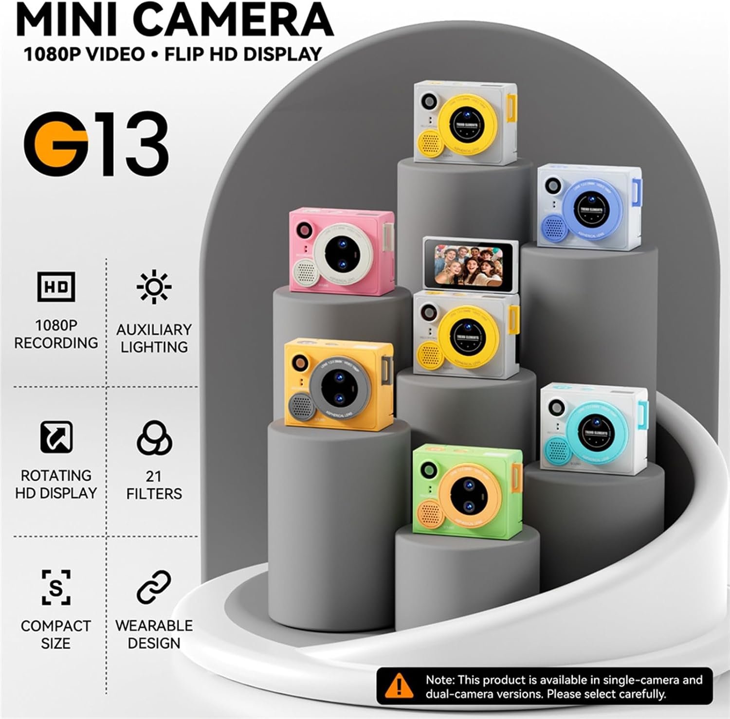G13 Pro Mini Thumb Camera 1080P HD Dual Lens & Flip Screen (3) G13 Pro Mini Thumb Camera 1080P HD Dual Lens & Flip Screen