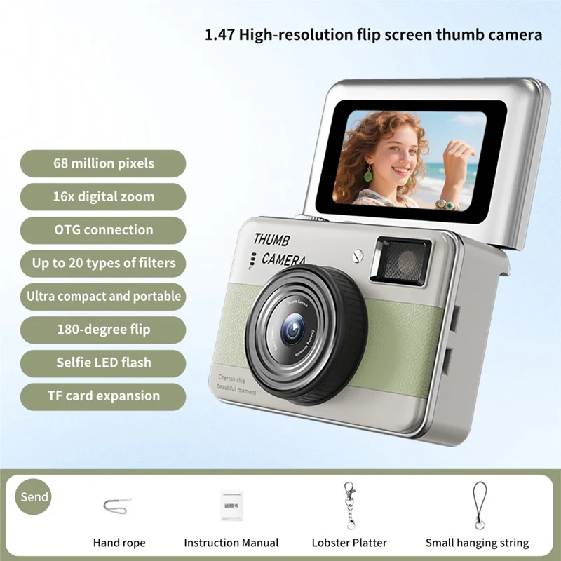 Y11 1.47 Inch Flip Screen Mini Thumb Camera with LED Light