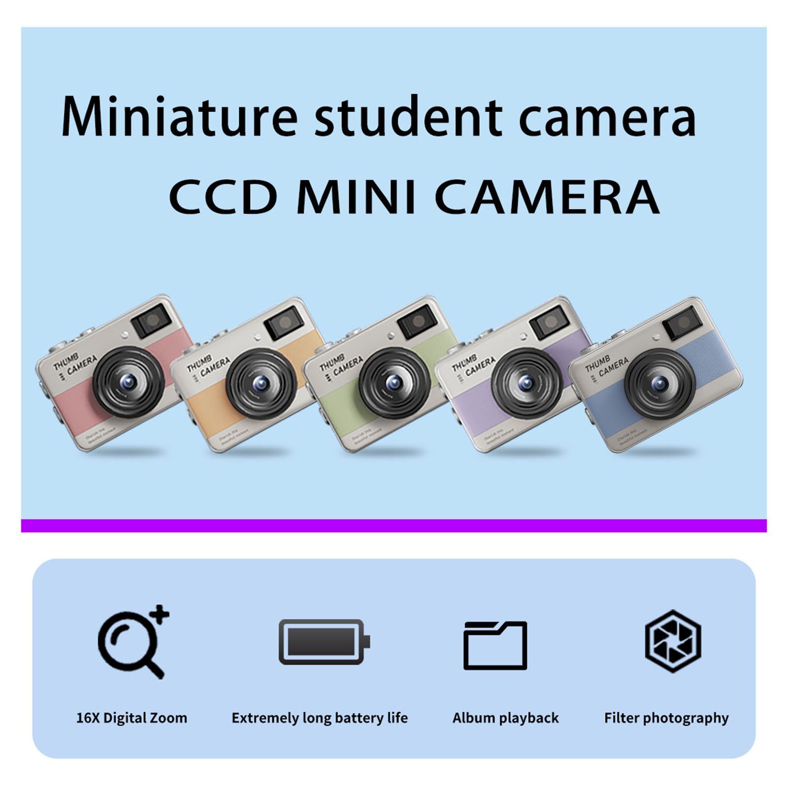 Y11 1.47 Inch Flip Screen Mini Thumb Camera with LED Light