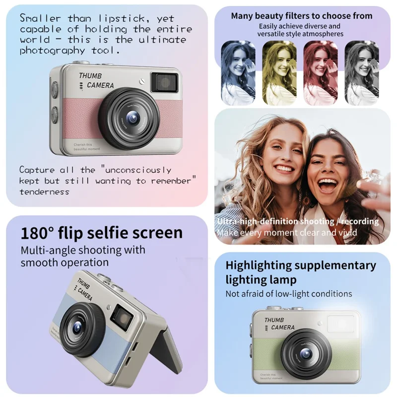 Y11 1.47 Inch Flip Screen Mini Thumb Camera with LED Light