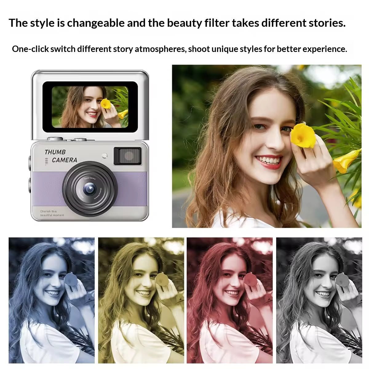 Y11 1.47 Inch Flip Screen Mini Thumb Camera with LED Light